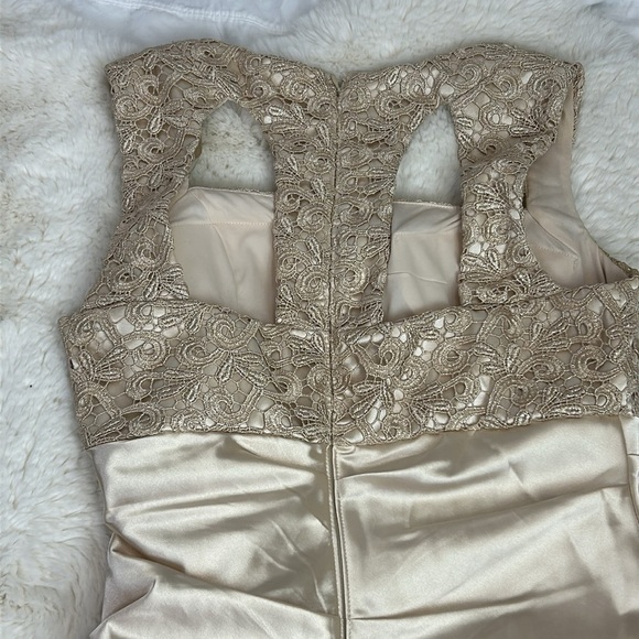 Stunning Embroidered Hailey Satin Champagne Sleeveless Cocktail Mini Dre… - Picture 11 of 14